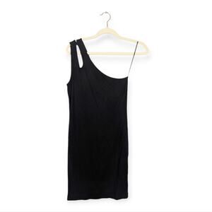 Elodie Mini Dress M Black One Shoulder Fitted Cocktail Night Out NWT